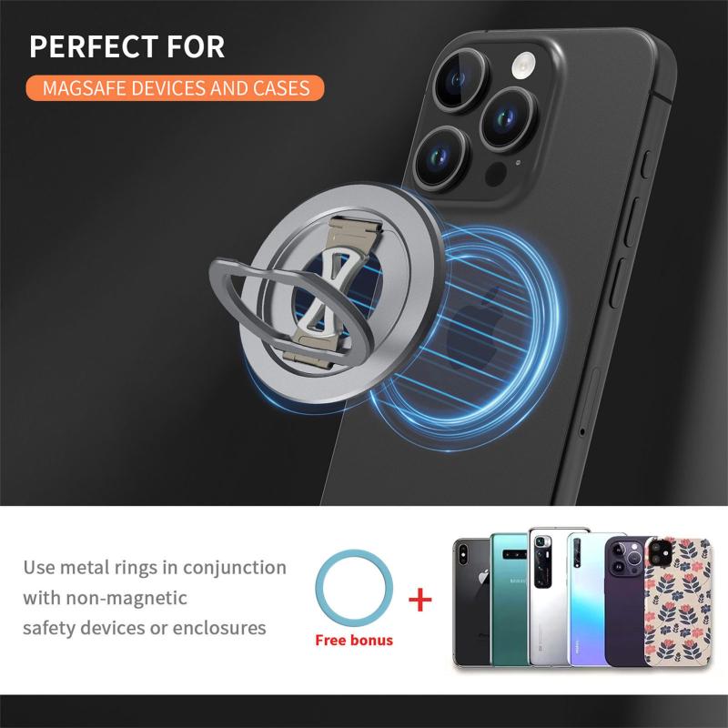 スマホ レディース スマートフォン マグネット式 ホルダー リング 薄型 強力磁石 背面貼り付け アルミ合金 iPhone シリーズ スタンド機能 落下防止(2.0)