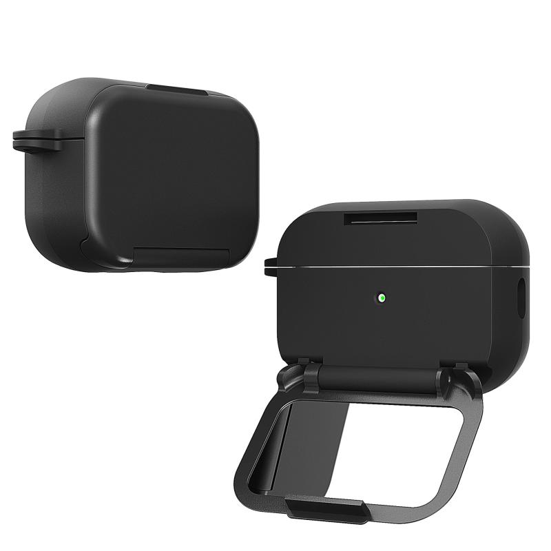 AirPods 第4世代 ケース ミラー付き 折りたたみスタンド シリコン イヤホンケース AirPods Pro 2 イヤホンシェル