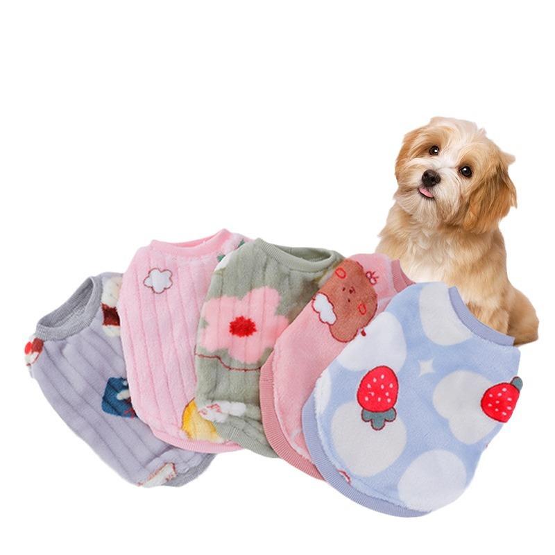 ペット服 カートゥーン フランネル 保温 カップ 犬 小型犬 子犬 猫 テディ ペット用品2