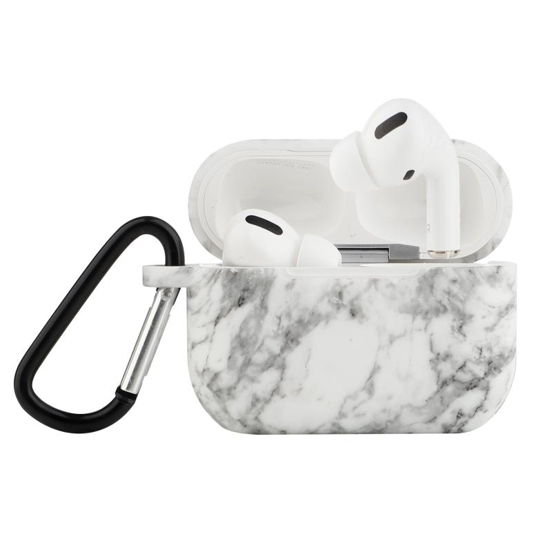 AirPods Pro ケース カバー 大理石模様 シリコン製 耐衝撃 紛失防止 イヤホンケース
