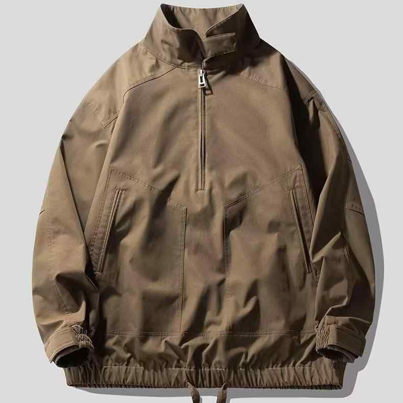 ジャケット 男性用 秋冬 防風 撥水 マウンテンパーカー 長袖 アウター ブルゾン ハーフジップ ワークウェア アウトドア スポーティ