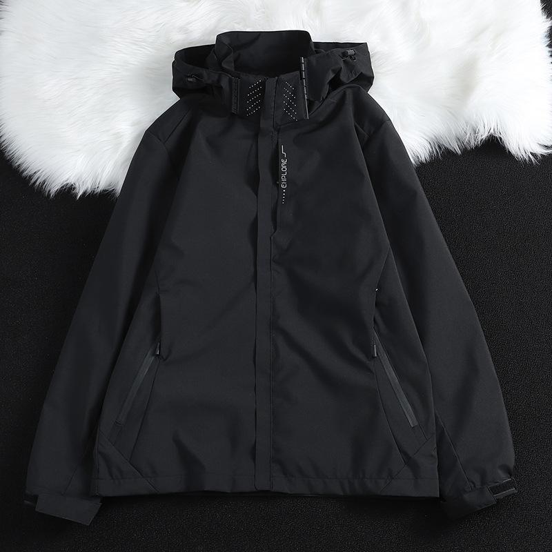 ジャケット 男性用 秋冬 フード付き ブラック アウトドア 登山 防風 防水 ゆったりシルエット