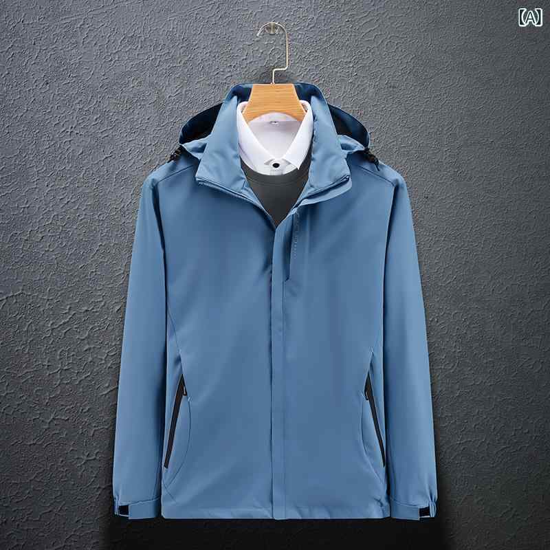 マウンテンパーカー 男性用 撥水 防風 ジャケット アウター 登山 釣り フード付き ...