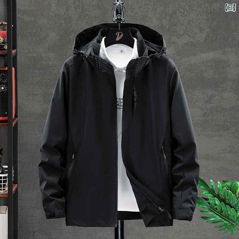 マウンテンパーカー 男性用 撥水 防風 ジャケット アウター 登山 釣り フード付き ...
