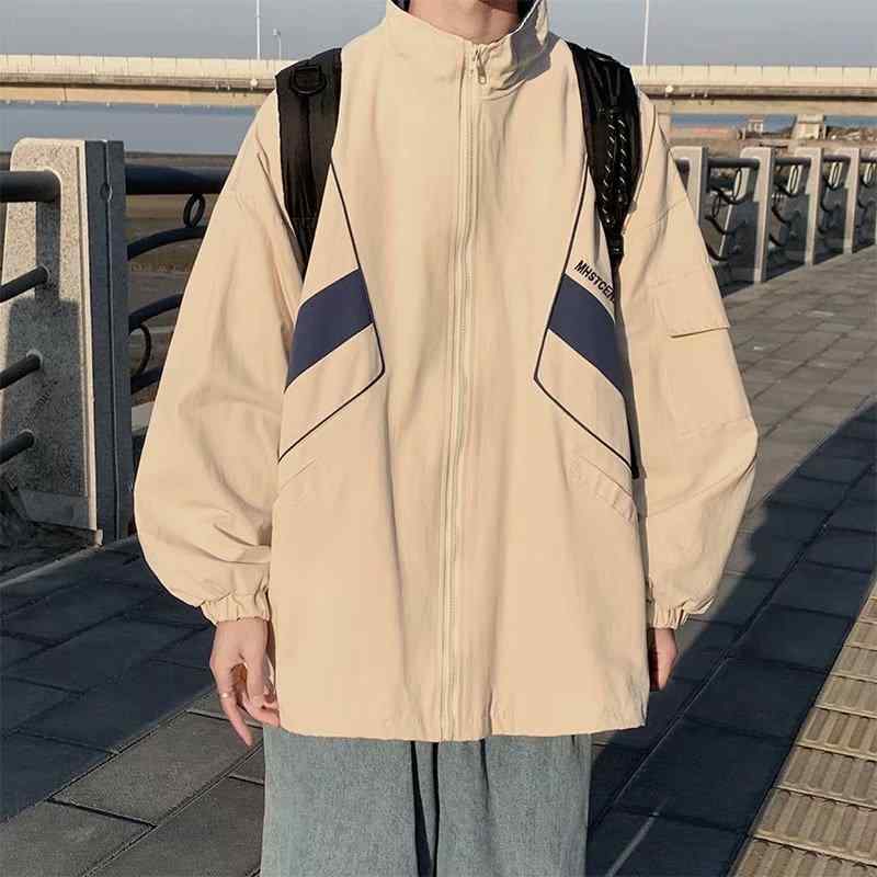 ジャケット 男性用 マウンテンパーカー 配色 切り替え アメカジ レトロ ルーズフィット アウトドア スタンドカラー カジュアル