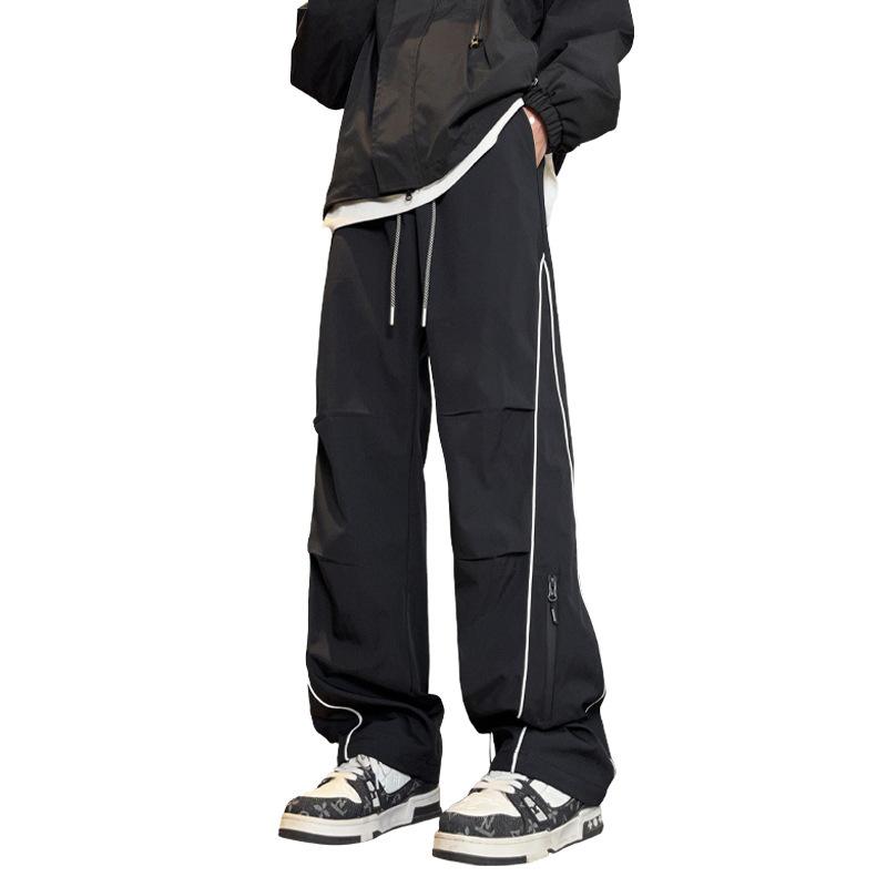 パンツ 男性用 春秋 三防 透湿性 ドローコード 運動パンツ アウトドア 旅行 登山 ワイドレッグ ロングパンツ