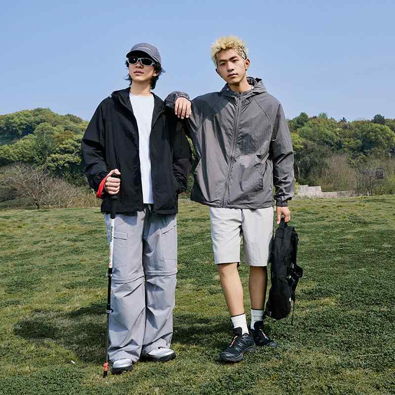 アウター 男性用 接触冷感 薄手 日焼け防止 撥水 パーカー 登山 ジャケット