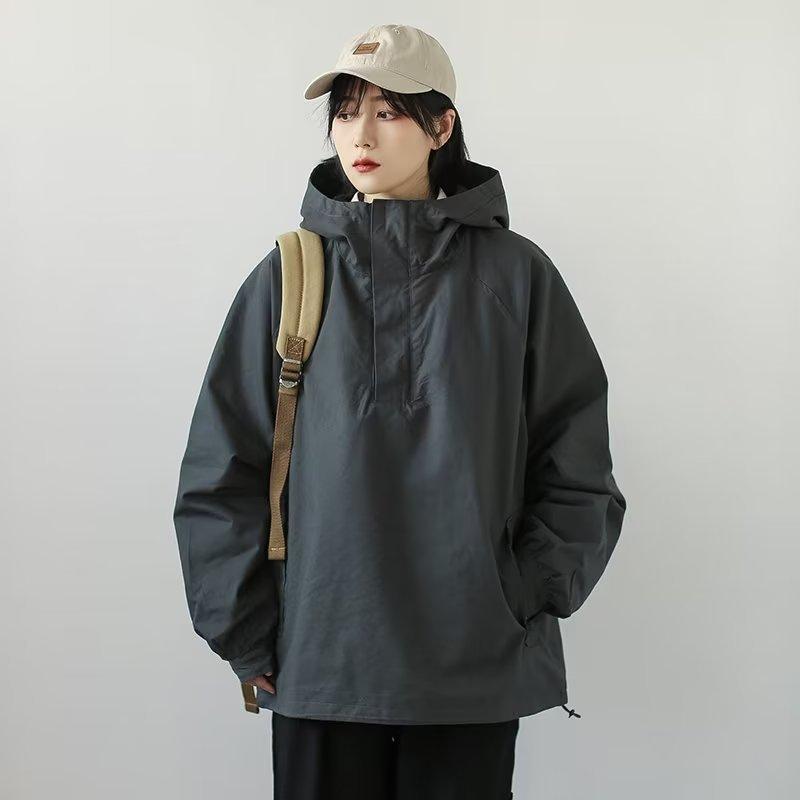 Rakuten - ジャケット 男性用 アウトドア 登山 防風 防水 ハーフジップ アノラック パーカー ブルゾン カーキ 春秋