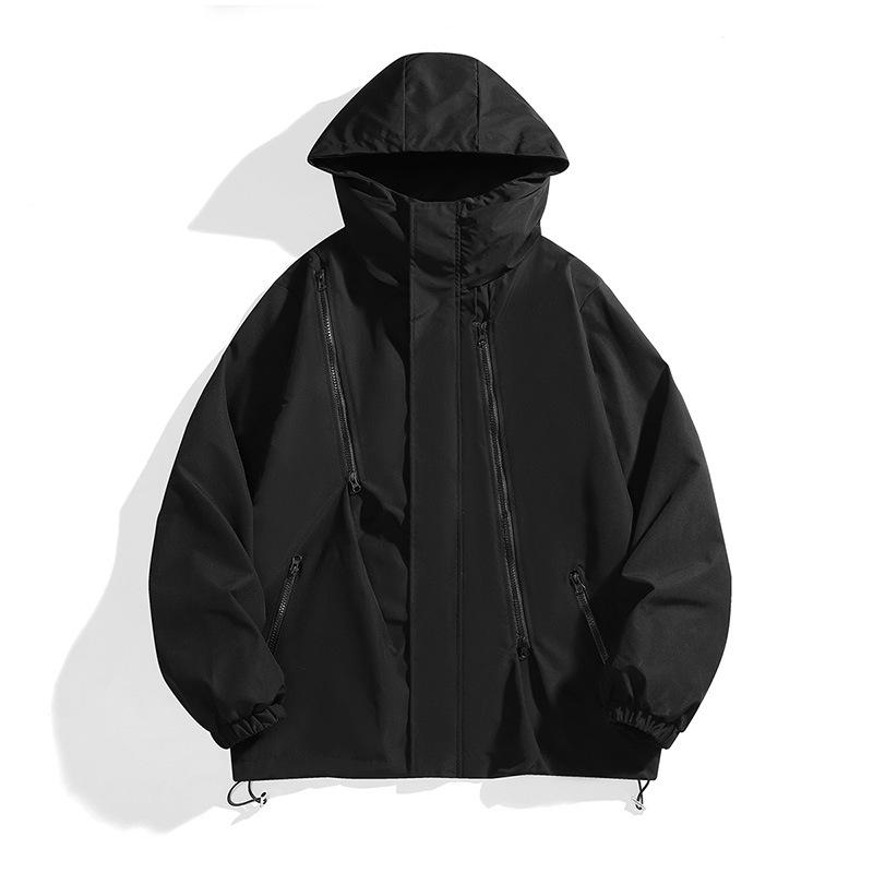 Jumper, Blouson - ジャケット 男性用 防水 アウター ブラック 春秋 薄手 美式 ジャンパー アウトドア ウェア
