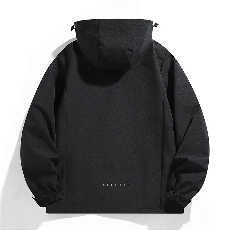 マウンテンパーカー 男性用 春秋 薄手 防風 防水 アウター 単層 登山服 アウトドアウェア 透湿性 ロゴプリント