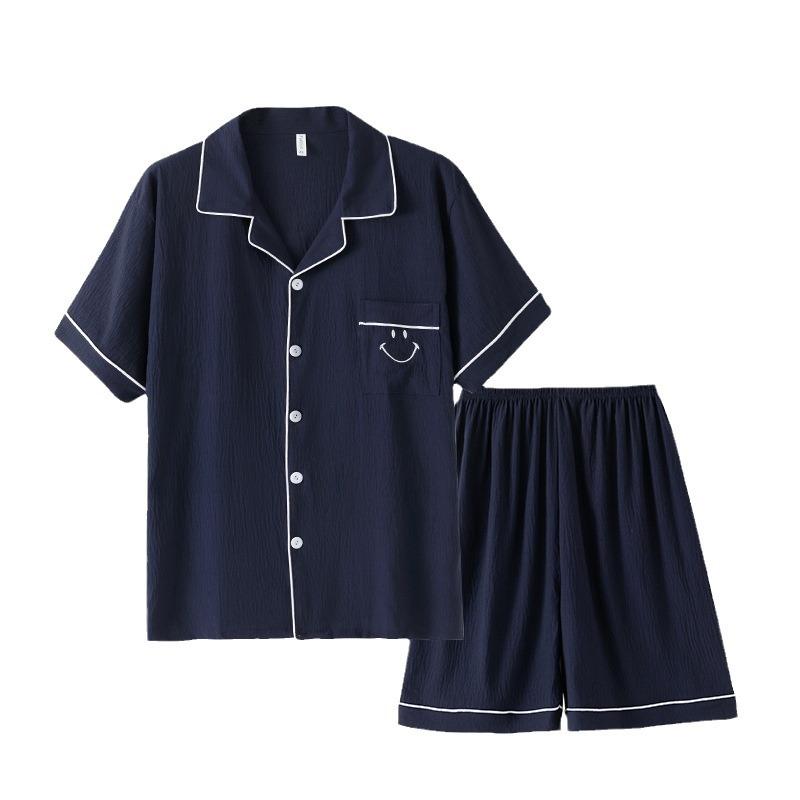 パジャマ メンズ 男性用 半袖 短パン 上下セット 部屋着 ルームウェア 綿 ズボン 寝巻き 寝間着 リラックス ウェア 春夏・製品カテゴリ: セットアップ・生地: 云朵棉・スタイル: カーディガン・主な生地の組成: ポリエステル繊維・厚さ: 薄手・生地の厚さ: 中程度(141-160g/平方メートル)・襟の形: 襟付き・袖丈: 五分袖・パンツ丈: ショートパンツ・機能: リラックス, 通気性, 睡眠, ホームウェア, 快適, 外出可能・対象者: 若年男性・適用シーン: アウトドア, ホーム・カラー: 藏藍【双短】, 中灰, 灰绿, 404黒, 404深灰, 404浅灰, E15黒藍格小狗, E15黒藍格熊猫, E15黒藍格熊头, G792・サイズ: L, XL, XXL, 3XL・主な生地の組成含有量: 90%-95%・カジュアル・枚数: 2枚