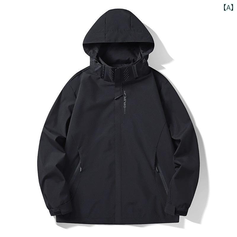 Wear - マウンテンパーカー 男性用 薄手 アウター レディース ジャケット 単層 フード付き 防風 防水 登山 アウトドア