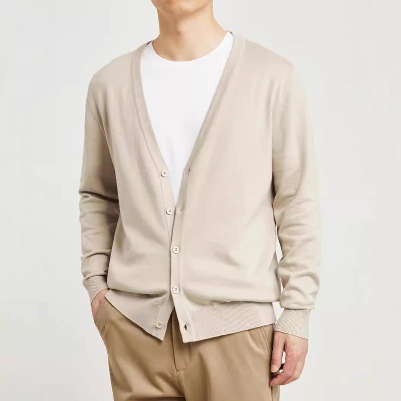 ニット メンズ カーディガン 春秋 薄手 無地 シンプル 日本風 ゆったり 羽織り リラックス 部屋着 トップス カットソー 長袖(3.0)