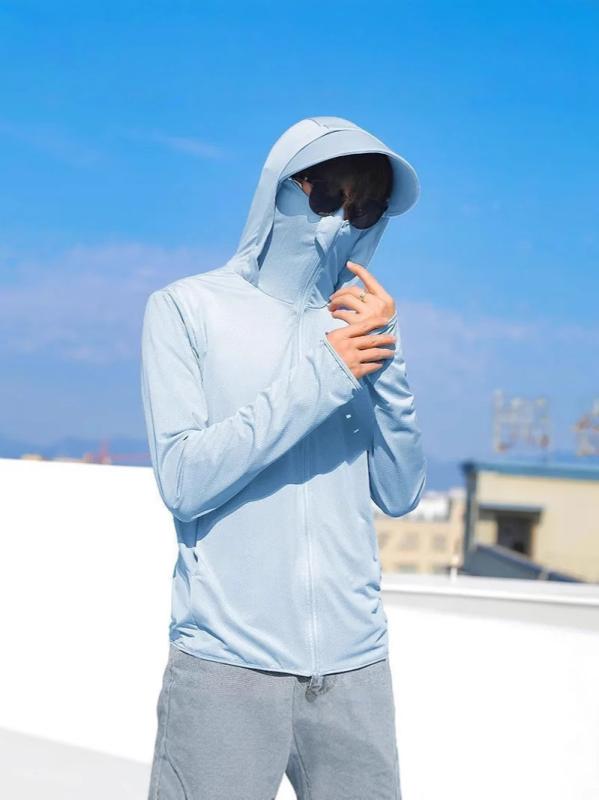 アウター 男性用 接触冷感 薄手 フィッシングジャケット 通気性 釣り 登山 パーカー 帽子付き2