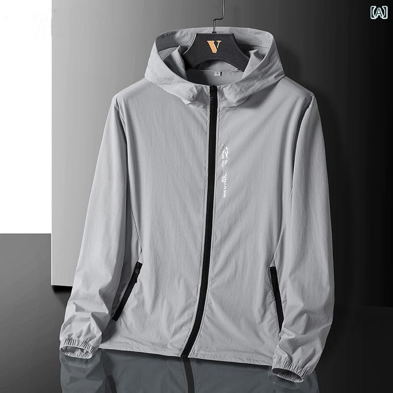 アウター 男性用 接触冷感 薄手 日焼け防止 撥水 防風 ジャケット アウトドア スポーツ ランニング ウェア