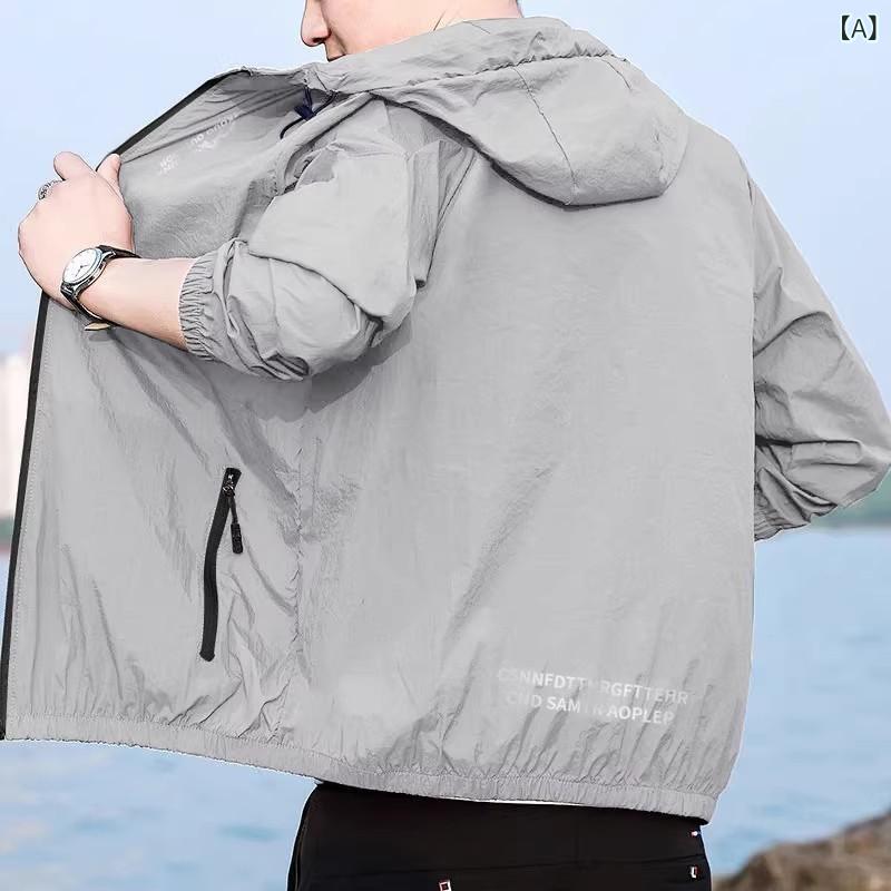アウター 男性用 接触冷感 UVカット 紫外線対策 薄手 通気性 釣り フィッシング ジャケット