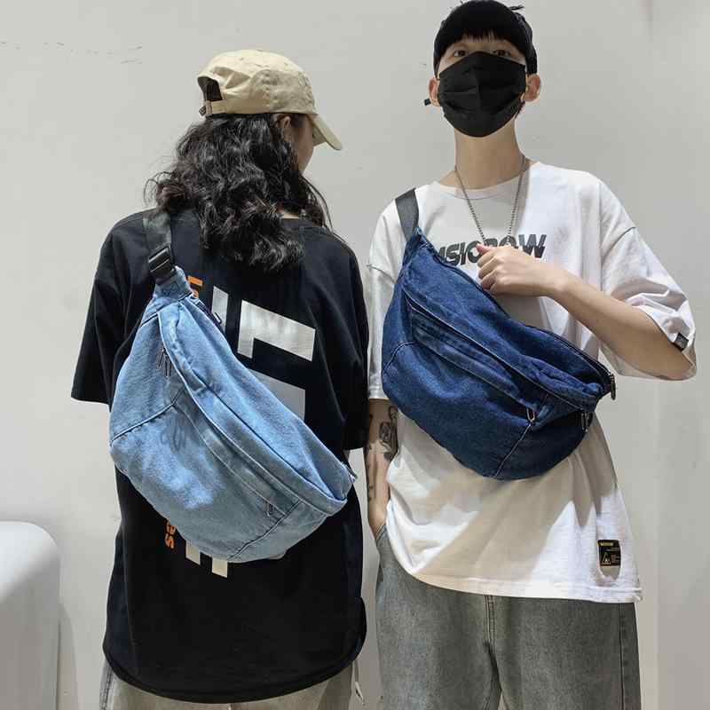 バッグ レディース ショルダーバッグ デニム 鞄 メンズ ウエストバッグ ストリート 学生 斜めがけ かばん インスタ 百搭