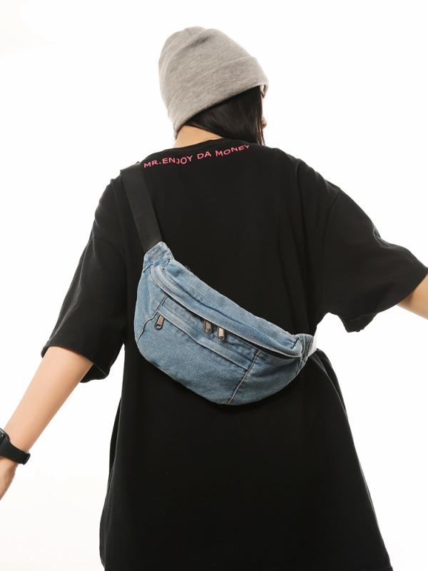 ボディバッグ レディース メンズ デニム ウエストバッグ 軽量 スポーツ ショルダーバッグ 風 学生