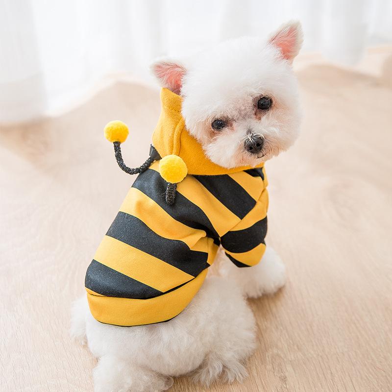 ペット服 小型犬 テディベア コスチューム フーディー 春秋 猫 パーカー ドッグウェア かわいい ミツバチ 仮装 2足