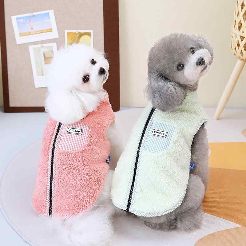 ペット服 犬服 格子柄 ボア ベスト ペット用品 暖かい かわいい 防寒