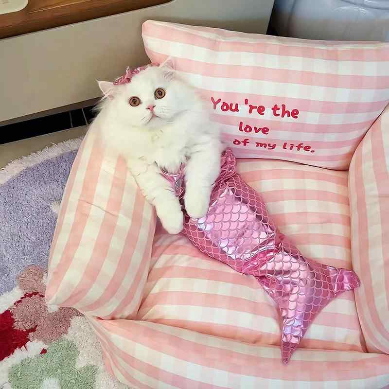 猫 猫用 美人魚 水着 ペット服 かわいい おもしろ 猫 ビキニ 魚尾 造型 犬 服2