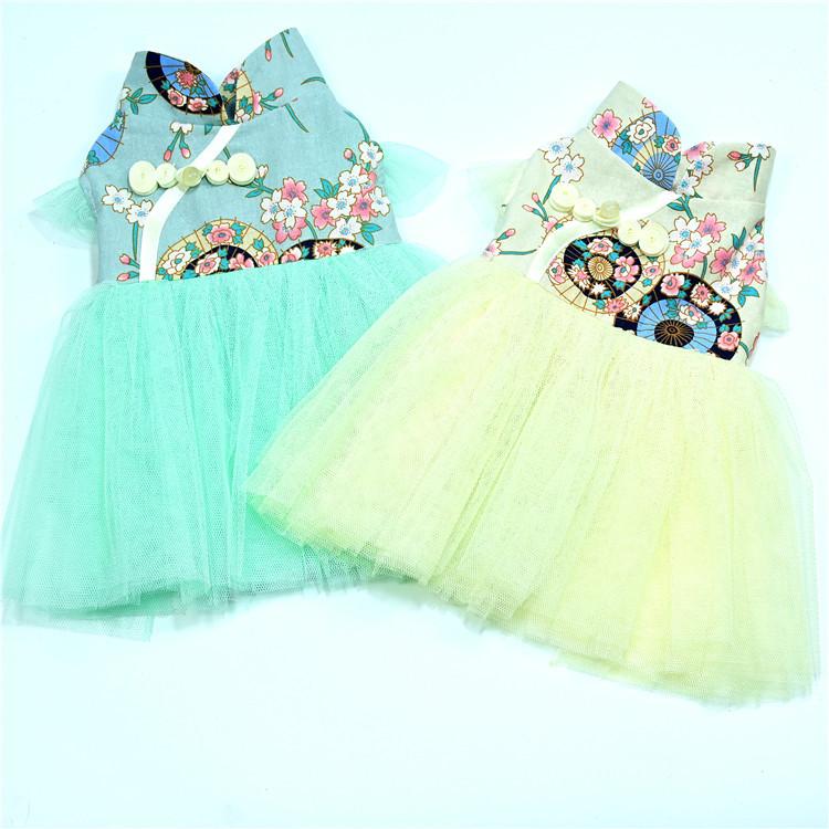 ペット用ワンピース 犬 レトロ チャイナドレス 春夏2