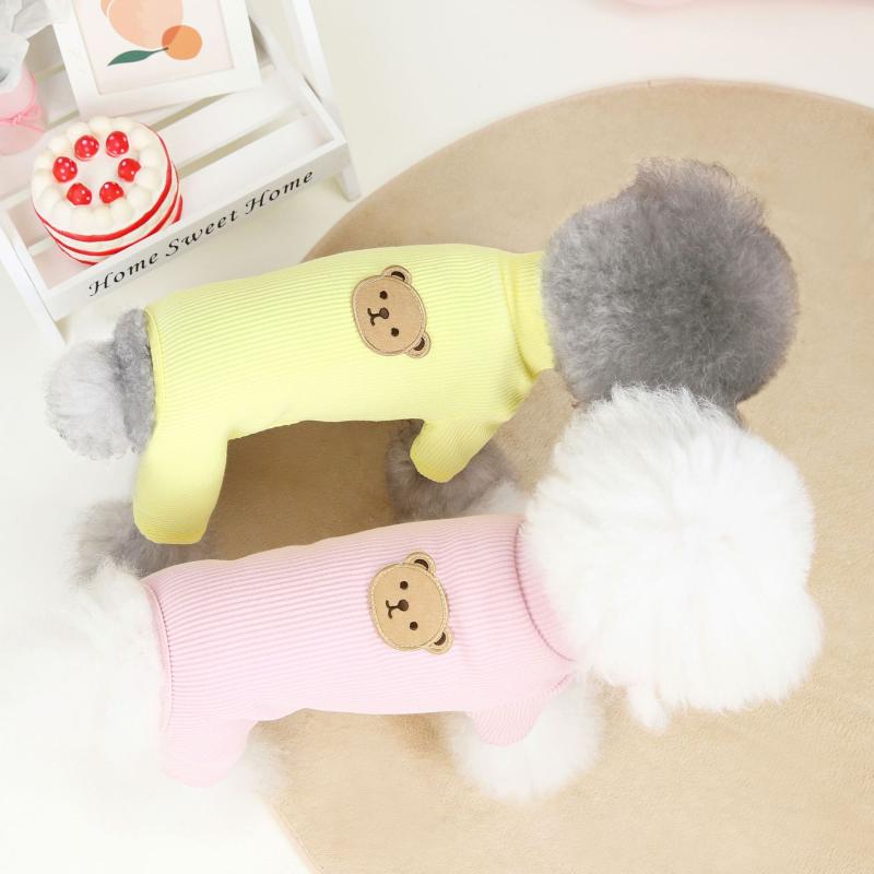 犬 服 秋冬 新品 ペット 服 テディ 小型犬 リブ 四足 ルームウェア