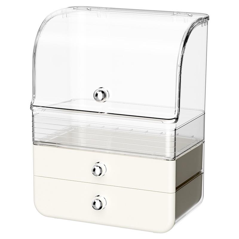 化粧品 収納ケース メイクボックス デスク上 卓上 豪華感 口紅置き 大容量 防塵 透明 整理ボックス
