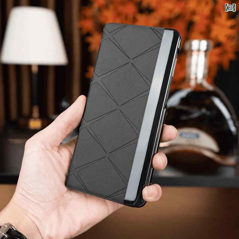 スマホケース Huawei Mate X5 用 電気メッキ加工 スマート 翻 Flip カバー スターライト 格子柄 ビジネス 保護 携帯ケース