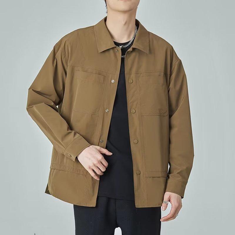 Jumper, Blouson - シャツ 男性用 秋冬 美式 ゆったり シンプル ワーク ジャケット ブルゾン トップス