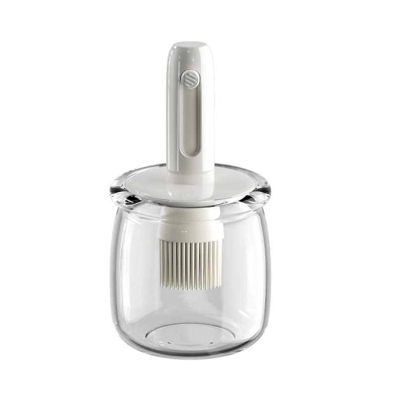 キッチン 油引き シリコン 油壺 耐熱ガラス 油差し オイルボトル 一体型 オイルブラシ 調味料入れ 料理..