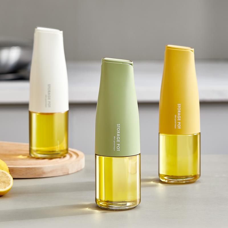 油壺 自動開閉 調味料入れ 醤油ボトル 酢ボトル ガラス製 重力オイルボトル 液だれ防止