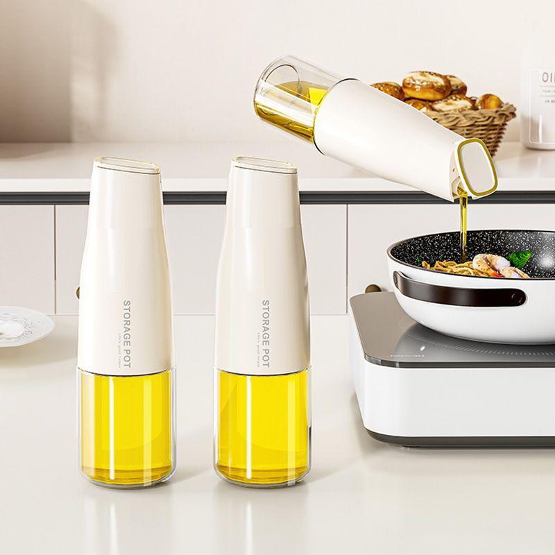 油 ポット 自動開閉 オイルボトル キッチン 醤油 酢 調味料 オイル タンク ガラス 重力 垂れにくい2
