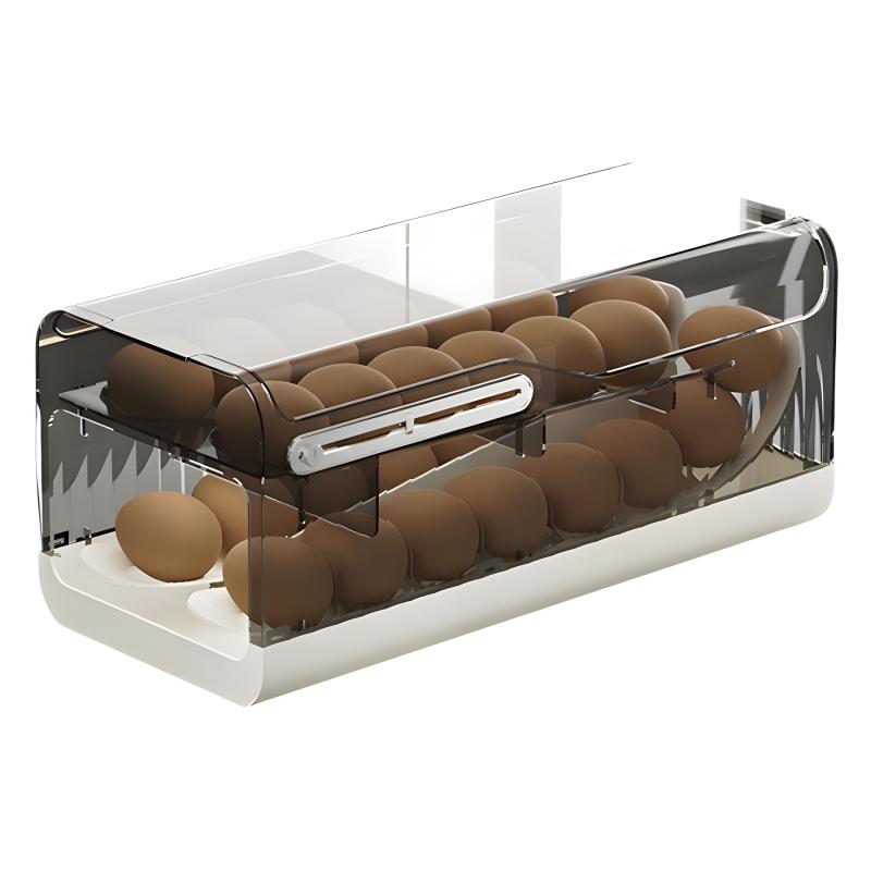 卵ケース 冷蔵庫 卵入れ 二層 落下防止 卵収納 ローリング式 鮮度保持