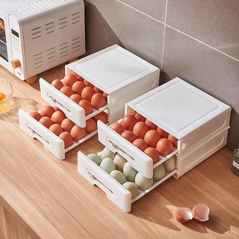 キッチン 卵 収納ケース 卵ケース プラスチック 引き出し式 冷蔵庫 収納ボックス 多層 家庭用 キッチン..