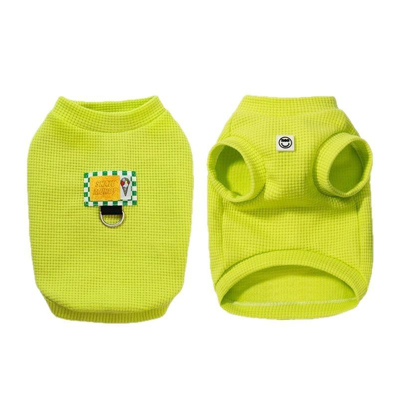 犬 服 春秋 牽引ロープ付き ペット ベスト 小型犬 ウエストハイランドテリア シュナウザー トイプードル ビションフリーゼ 抹茶色