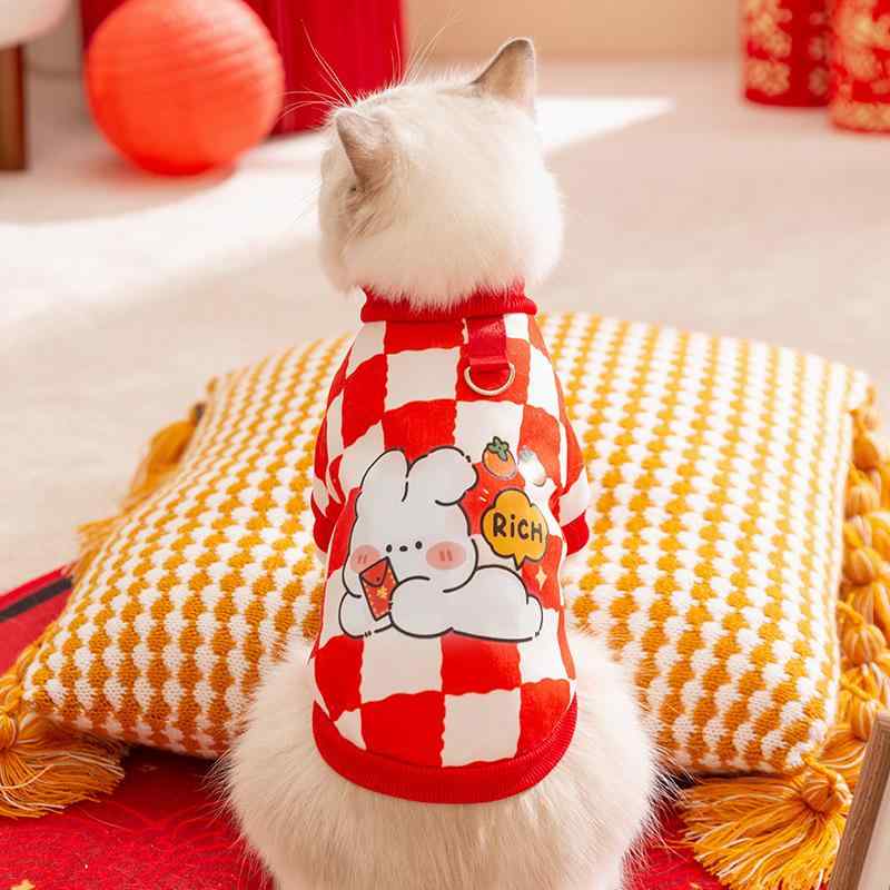 ドッグウェア 猫 犬 小型犬 中型犬 薄绒 ビションフリーゼ 服 お正月 記念写真 かわいい ペット服