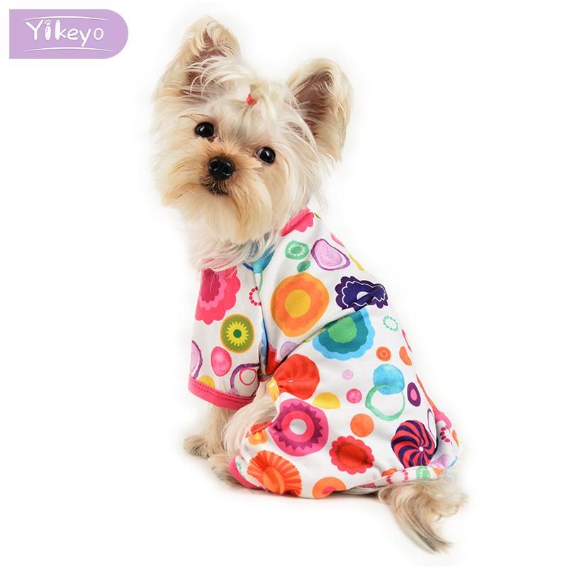 2ドッグウェア かわいい 花柄 犬 服 つなぎ ペット 服 四脚 ソフト 春夏
