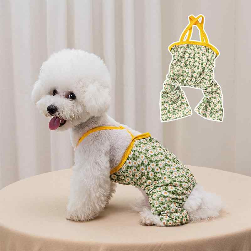 ペット服 小型犬 テディ 接触冷感 タンクトップ サロペット かわいい 薄手 犬服 春夏 抜け毛対策