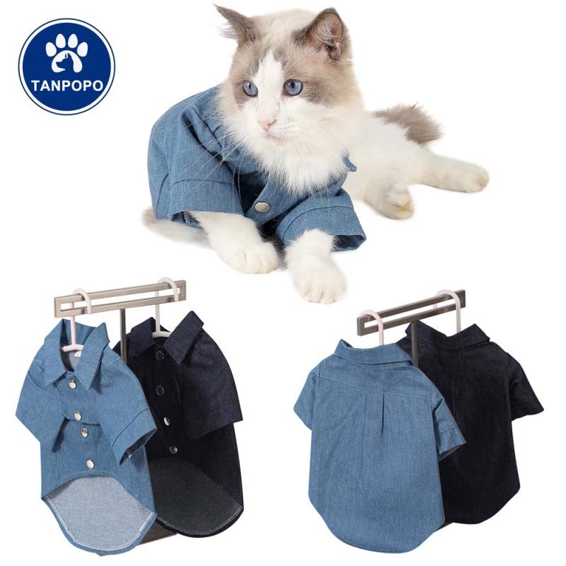 ペット服 猫 小型犬 デニムシャツ Tシャツ 犬服 かわいい ドッグウェア お洒落 タンポポ柄2