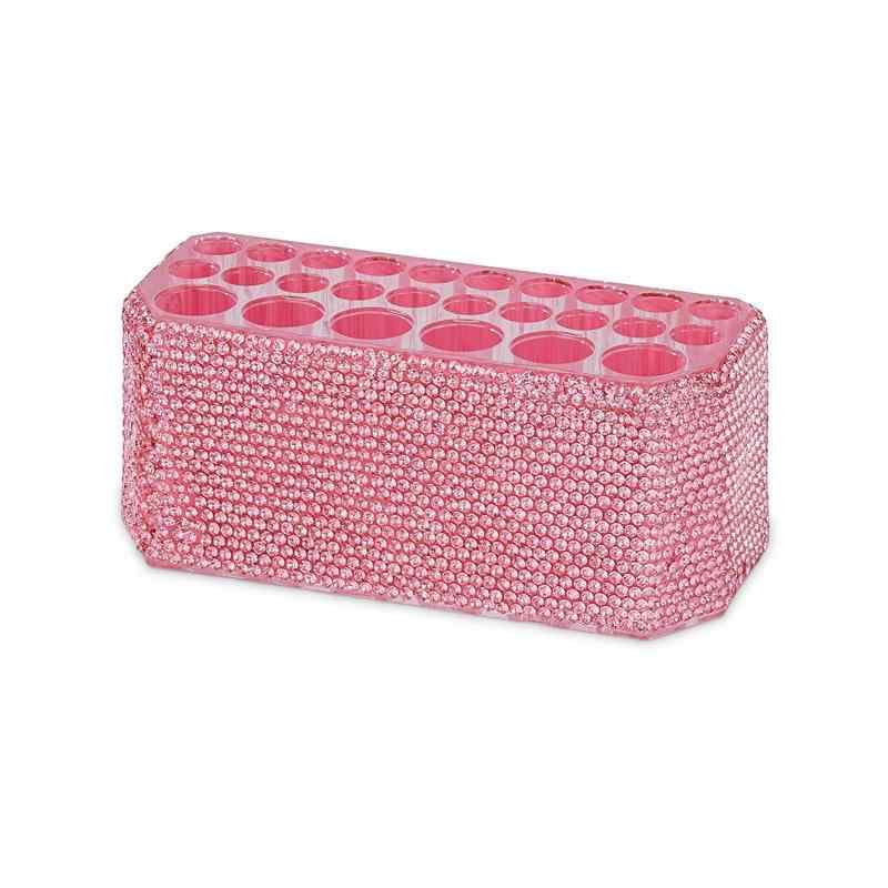 メイクボックス レディース 眉ペンシル アイライナー 化粧ブラシ 収納 26穴 大容量 スタンド型 豪華感 ジルコニア