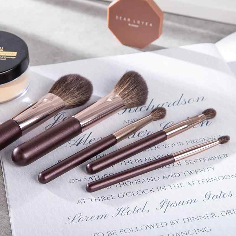 メイクブラシ 5本セット 動物毛 ミニ アイシャドウブラシ フェイスブラシ チークブラシ メイク道具