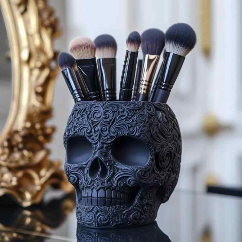 Makeup Boxes - ハロウィン スカル メイクブラシスタンド ペン立て 飾り 鉢植え インテリア2