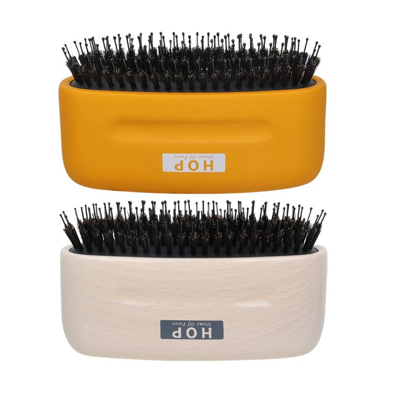 ペット用ブラシ 豚毛 木製 グルーミング 弧形 針 静電気除去 犬 猫 抜け毛取り クリーニング2