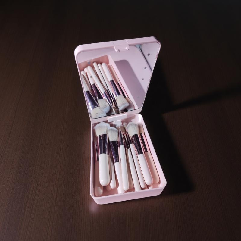 メイクブラシ セット ウッドハンドル フェイスブラシ チークブラシ ハイライトブラシ 携帯ミラー付き ..