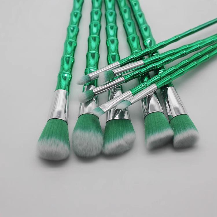 メイクブラシ セット チークブラシ フェイスブラシ パウダーブラシ 10支 竹柄 メイク道具・套刷支数: 10支・刷毛材质: 羊毛・刷包类型: PU・刷柄材质: 木柄・刷柄规格: 便携款・毛长规格: 2cm・总长规格: 14cm・外观颜色: 绿色