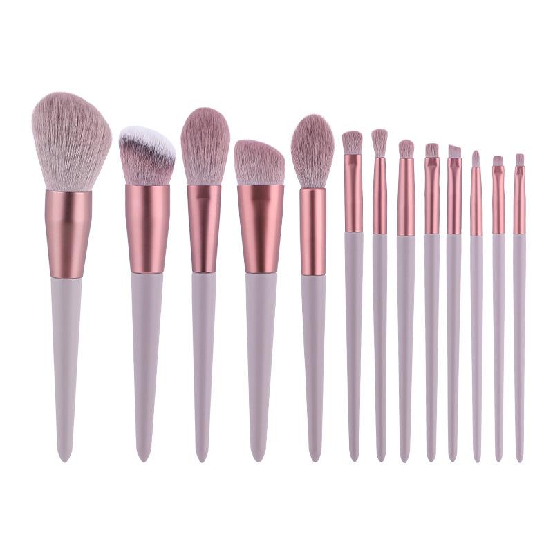 メイクブラシ 13本セット 紫グレー コンシーラー パウダー チーク シェーディング ファンデーション アイライナー メイク 初心者