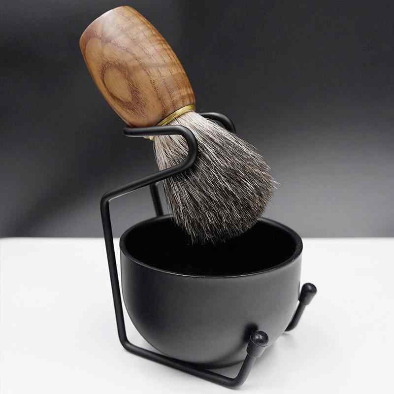 洗顔ブラシ 男性用 水曲柳木柄 シェービングブラシ ひげ剃り 髭剃り スタイリング フェイスブラシ ContactSkin 接触スキン2