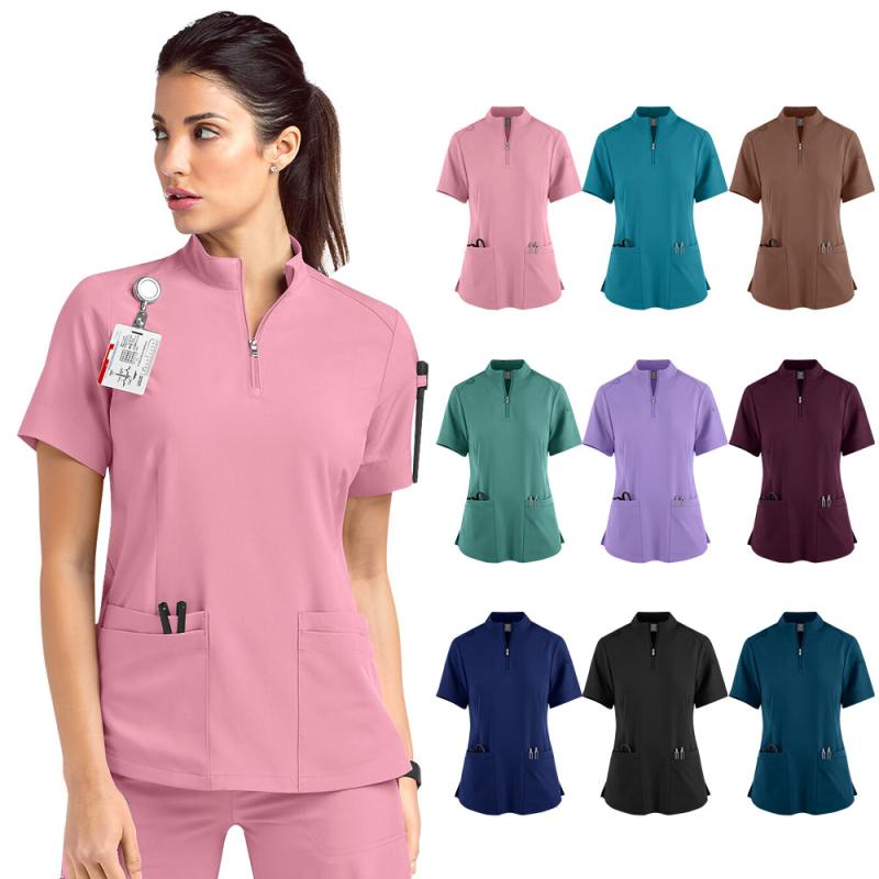 手術衣 レディース 半袖 速乾 白衣 美容 エステ 病院 看護 介護 清潔 リラックス ラッキーアイテム