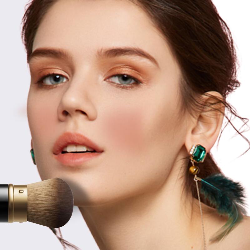 チークブラシ キャップ付き メイクブラシ フェイスブラシ 伸縮式 メイク道具 パウダーブラシ 化粧ブラシ 携帯用